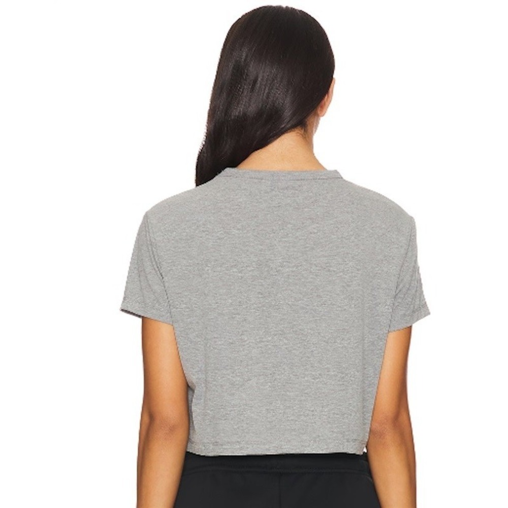 NWT Monrow S Textured Tri-Blend Cropped Top Tee Gray 121388 - Picture 2 of 2